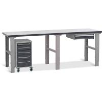 Fileb&aelig;nk model 4 med 1 skuffe og skuffesektion 2500x800mm