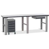 Fileb&aelig;nk model 4 med 1 skuffe og skuffesektion 2500x800mm