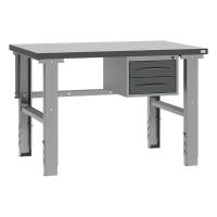 Fileb&aelig;nk med gr&aring; laminat bordplade med 2 skuffer 1200x800mm