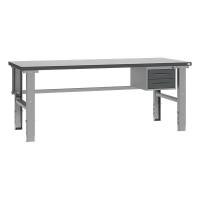 Fileb&aelig;nk med gr&aring; laminat bordplade med 2 skuffer 2000x800mm