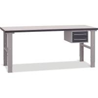 Fileb&aelig;nk med gr&aring; laminat bordplade med 2 skuffer 2000x800mm