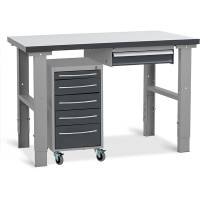Fileb&aelig;nk model 4 med 1 skuffe og skuffesektion 1200x800mm
