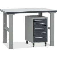 Fileb&aelig;nk model 3 med skuffesektion p&aring; hjul 1200x800mm