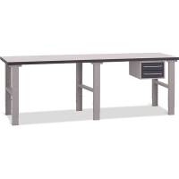 Fileb&aelig;nk med gr&aring; laminat bordplade med 2 skuffer 2500x800mm