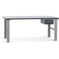 Fileb&aelig;nk med gr&aring; laminat bordplade med 1 skuffe 2000x800mm