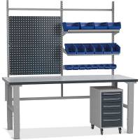 Fileb&aelig;nk model 2 med skuffesektion p&aring; hjul 1500x800mm