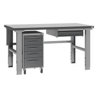 Fileb&aelig;nk model 4 med 1 skuffe og skuffesektion 1500x800mm