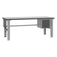 Fileb&aelig;nk med gr&aring; laminat bordplade med 3 skuffer 2000x800mm