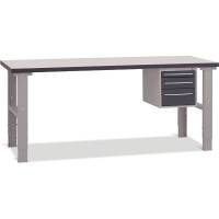 Fileb&aelig;nk med gr&aring; laminat bordplade med 3 skuffer 2000x800mm