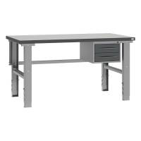 Fileb&aelig;nk med gr&aring; laminat bordplade med 2 skuffer 1500x800mm