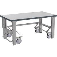 Fileb&aelig;nk Dallas med gr&aring; laminat bordplade og hjul 2000x800mm