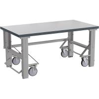 Fileb&aelig;nk Dallas med gr&aring; laminat bordplade og hjul 1500x800mm