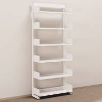 Kontorreol i st&aring;l til gulv 2200x900x300mm hvid