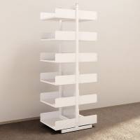 Kontorreol i st&aring;l til gulv 2200x600x400mm hvid tosidig grundsektion