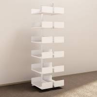 Kontorreol i stål til gulv 2200x600x300mm hvid tosidig påbygningssektion 