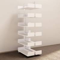 Kontorreol i st&aring;l til gulv 2200x900x300mm hvid tosidig p&aring;bygningssektion 