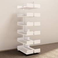 Kontorreol i st&aring;l til gulv 2200x900x300mm hvid tosidig p&aring;bygningssektion 