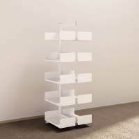 Kontorreol i st&aring;l til gulv 1900x600x300mm hvid tosidig p&aring;bygningssektion 