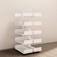 Kontorreol i stål til gulv 1900x900x400mm hvid tosidig påbygningssektion