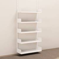 Kontorreol i st&aring;l til v&aelig;g 2000x900x300mm hvid grundsektion