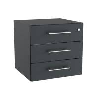 Office skuffesektion med lås i antracit med alugrå håndtag 