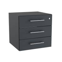 Office skuffesektion med l&aring;s i antracit med alugr&aring; h&aring;ndtag 