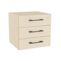 Office skuffesektion med lås i birk med sorte håndtag 