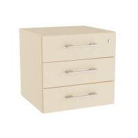 Office skuffesektion med lås i birk med alugrå håndtag 