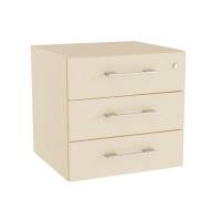 Office skuffesektion med l&aring;s i birk med alugr&aring; h&aring;ndtag 