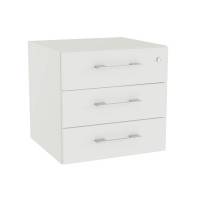 Office skuffesektion med l&aring;s i hvid med alugr&aring; h&aring;ndtag 