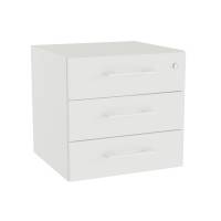 Office skuffesektion med lås i hvid med hvide håndtag 