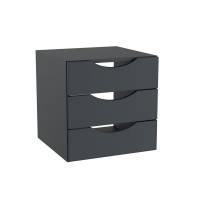 Office skuffesektion med 3 skuffer i antracit med &aring;bne h&aring;ndtag 