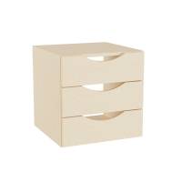 Office skuffesektion med 3 skuffer i birk med åbne håndtag 