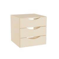 Office skuffesektion med 3 skuffer i birk med &aring;bne h&aring;ndtag 