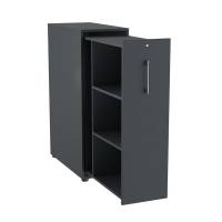 Office Towerskab 120x40cm venstre &aring;bning antracit med alugr&aring;t greb