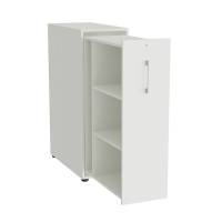 Office Towerskab 120x40cm venstre åbning hvid med alugråt greb