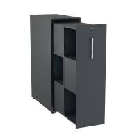 Office Towerskab 120x40cm med seks rum antracit med hvidt greb