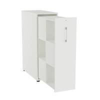 Office Towerskab 120x40cm med seks rum hvid med alugr&aring;t greb