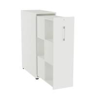 Office Towerskab 120x40cm med seks rum hvid med alugr&aring;t greb