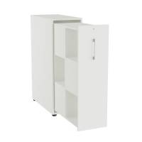 Office Towerskab 120x40cm med seks rum hvid med alugr&aring;t greb