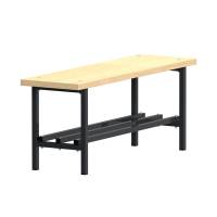 Garderobeb&aelig;nk fritst&aring;ende med skohylde 1100mm ask laminat