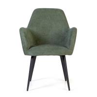Dixi lounge stol i gr&oslash;nt stof med sorte st&aring;lben