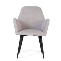 Dixi lounge stol i lys gr&aring; stof med sorte st&aring;lben