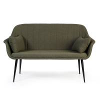 Amicus lounge sofa i gr&oslash;nt stof med hynder og sorte st&aring;lben