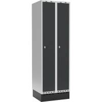 Garderobeskab med h&aelig;ngel&aring;s og sokkel 2x300mm antracit