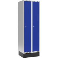 Garderobeskab med cylinderlås og sokkel 2x300mm blå