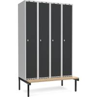 Garderobeskab med hængelås og siddebænk 4x300mm antracit