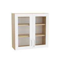Mora overskab 800x800x320mm i hvid laminat med glasdøre og cylinderlås