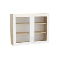 Mora overskab 800x1000x320mm i hvid laminat med glasdøre og cylinderlås