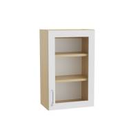 Mora overskab 800x500x320mm i grå laminat med glasdør og cylinderlås